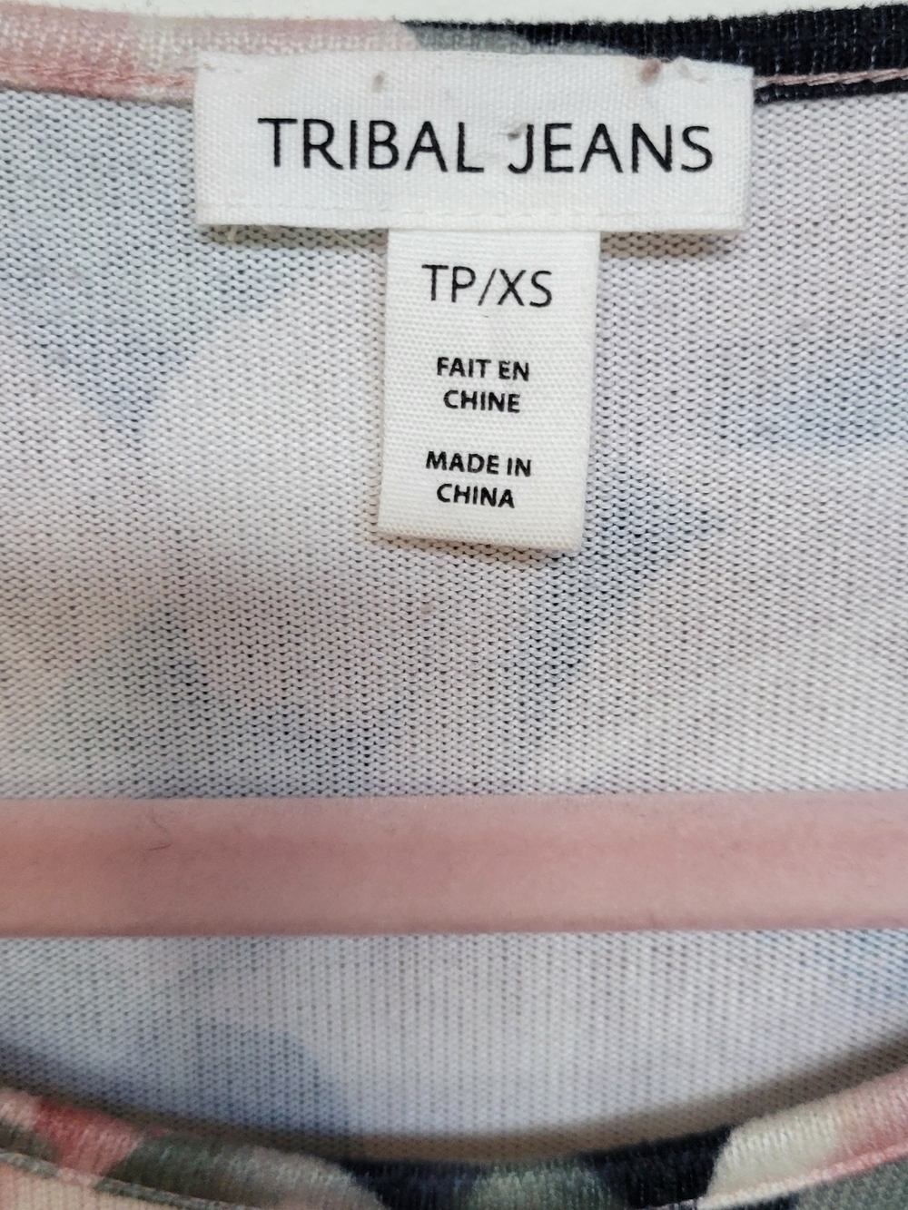 Tribal Jeans Black Top with Pink Rose Floral Print - Picture 5 of 5